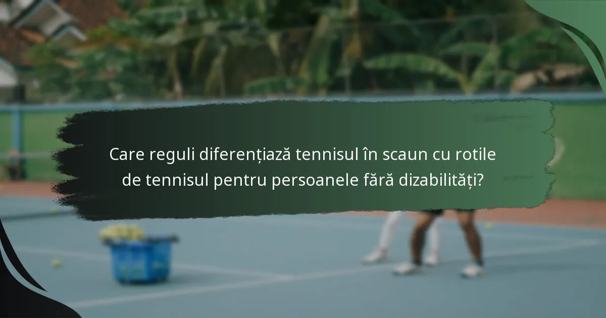 Care reguli diferențiază tennisul în scaun cu rotile de tennisul pentru persoanele fără dizabilități?