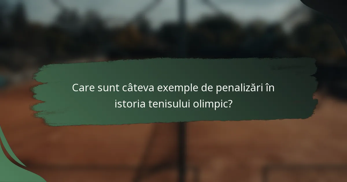 Care sunt câteva exemple de penalizări în istoria tenisului olimpic?