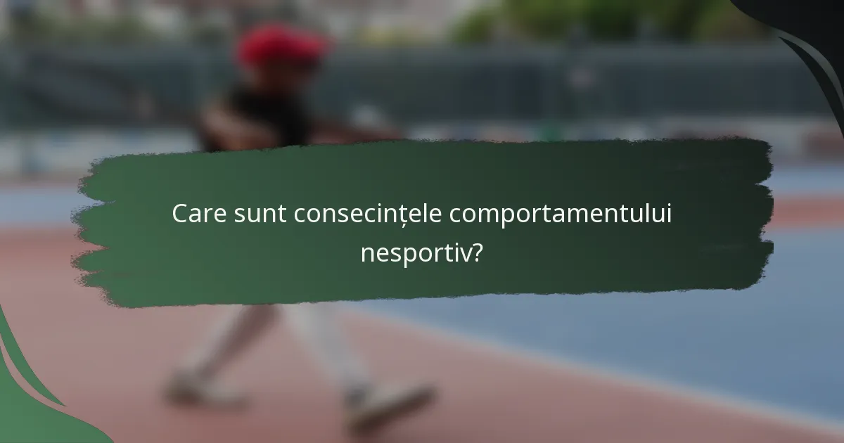 Care sunt consecințele comportamentului nesportiv?