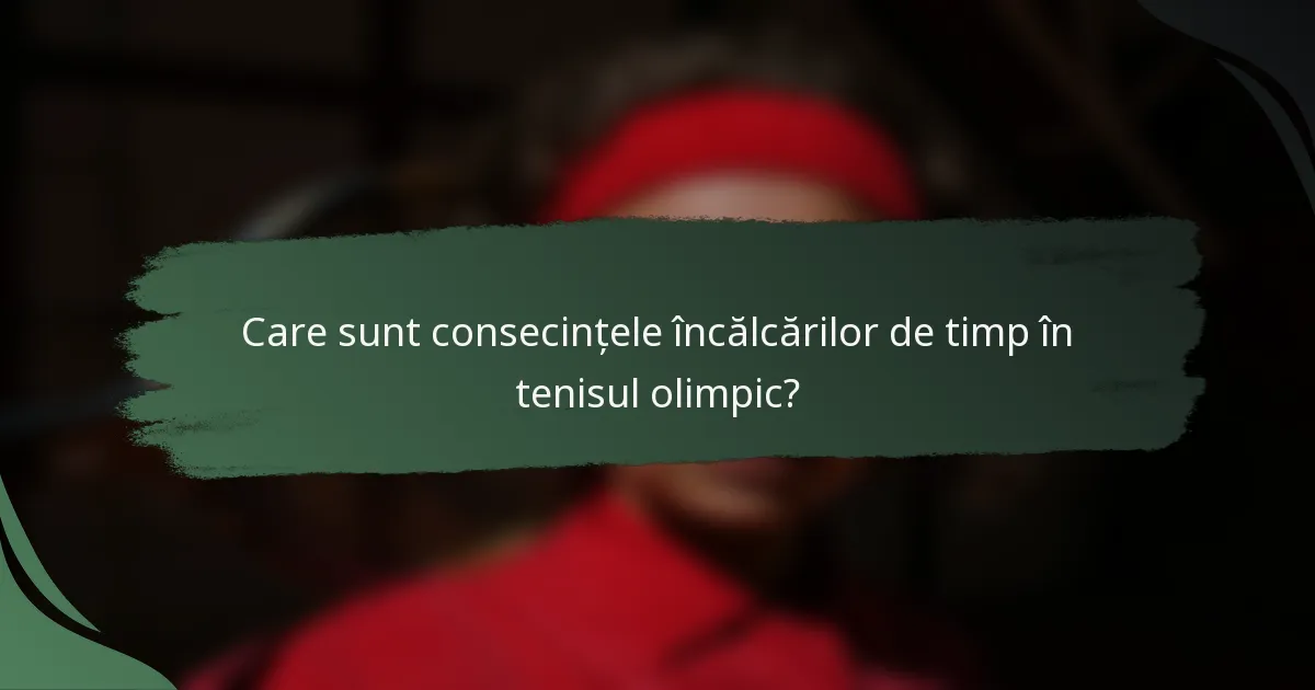 Care sunt consecințele încălcărilor de timp în tenisul olimpic?