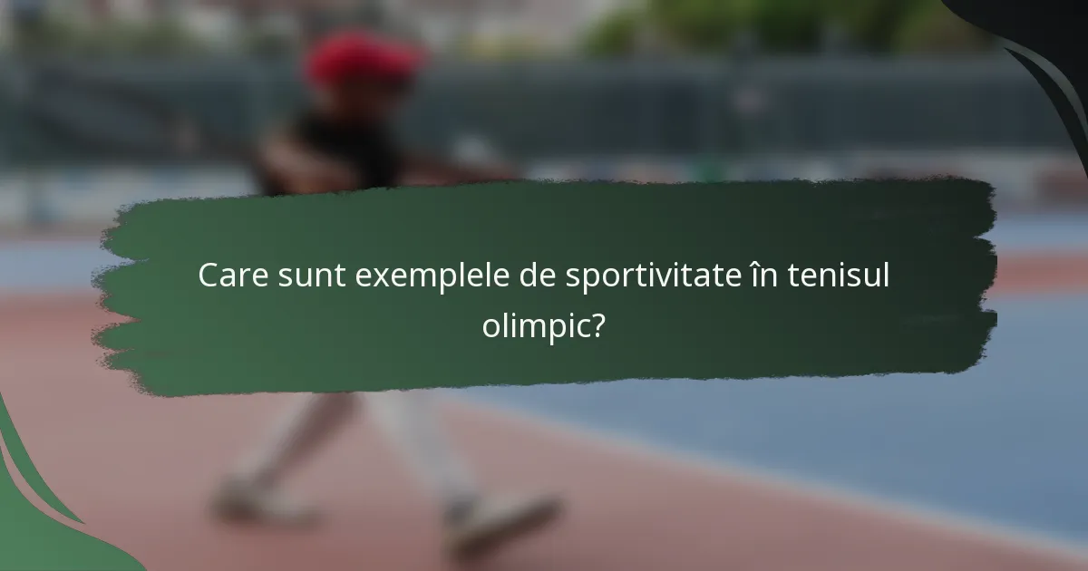 Care sunt exemplele de sportivitate în tenisul olimpic?