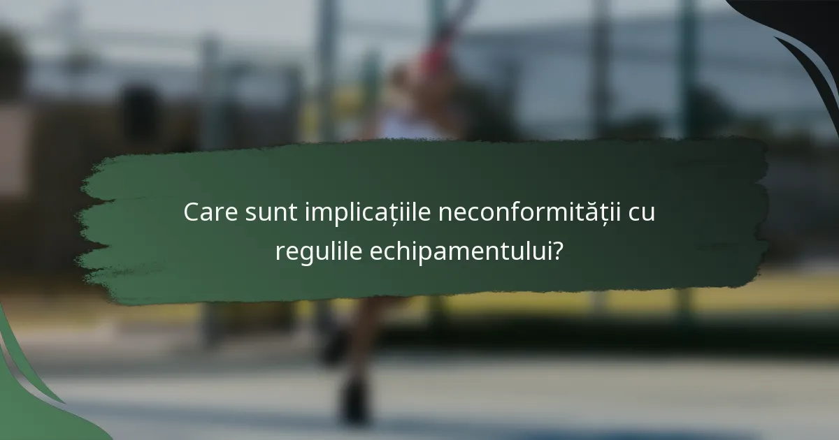 Care sunt implicațiile neconformității cu regulile echipamentului?