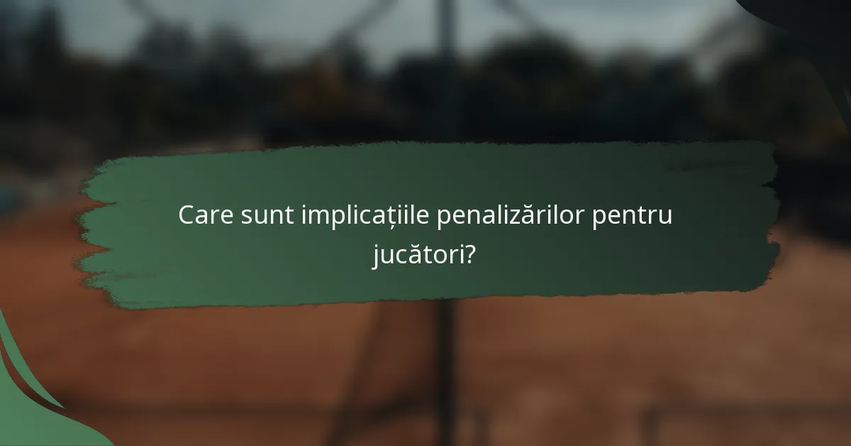 Care sunt implicațiile penalizărilor pentru jucători?