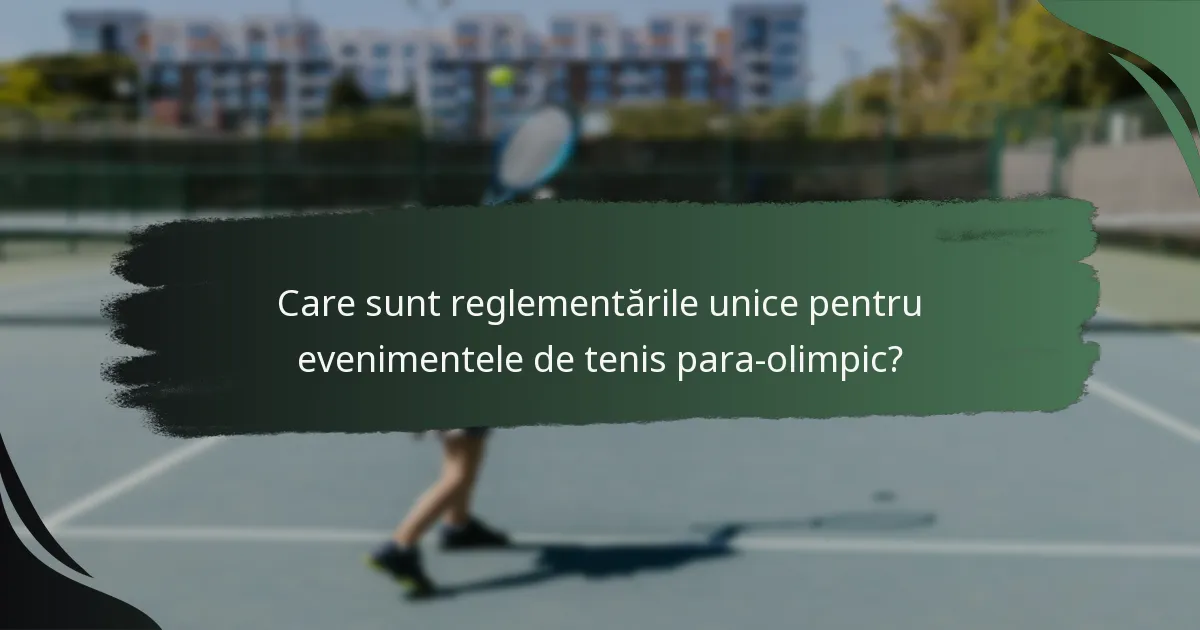 Care sunt reglementările unice pentru evenimentele de tenis para-olimpic?