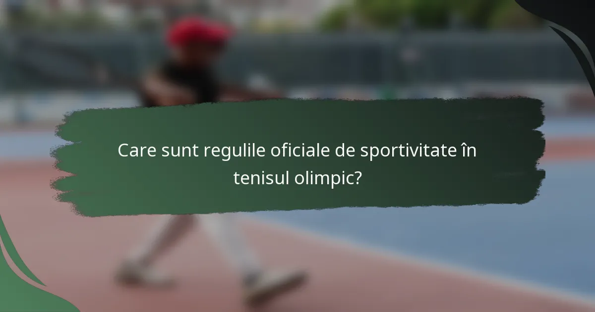 Care sunt regulile oficiale de sportivitate în tenisul olimpic?