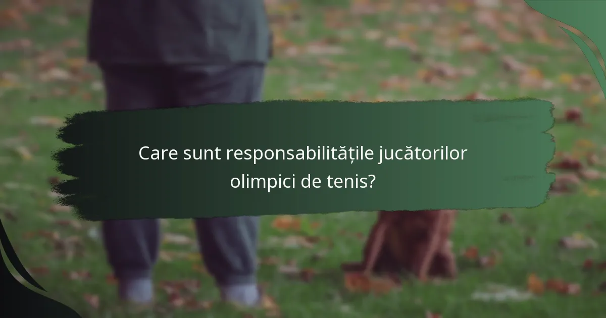 Care sunt responsabilitățile jucătorilor olimpici de tenis?