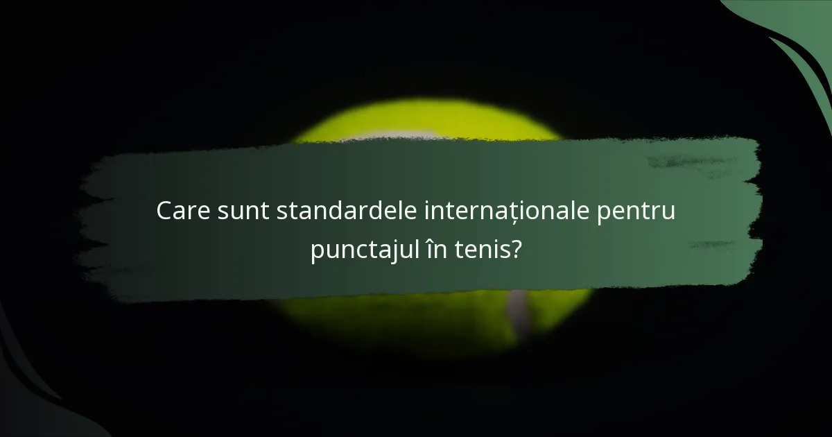 Care sunt standardele internaționale pentru punctajul în tenis?