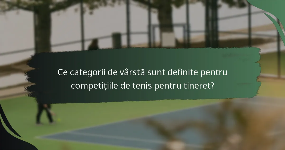 Ce categorii de vârstă sunt definite pentru competițiile de tenis pentru tineret?