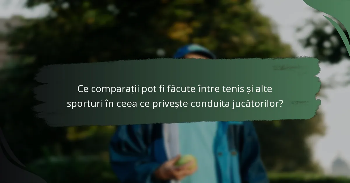 Ce comparații pot fi făcute între tenis și alte sporturi în ceea ce privește conduita jucătorilor?