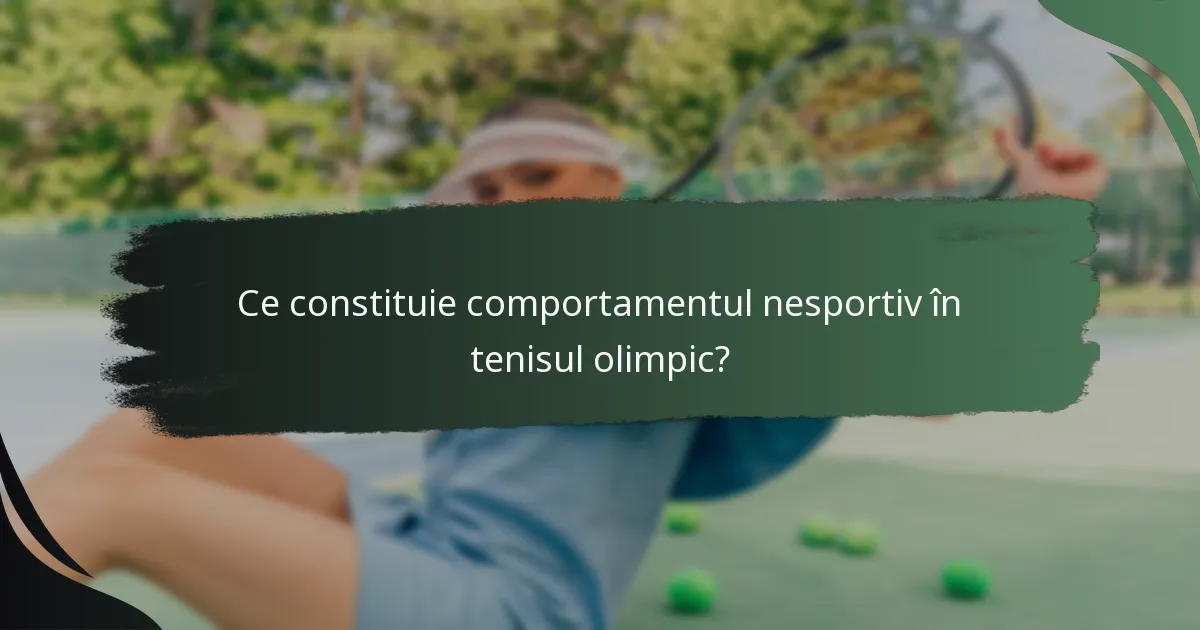 Ce constituie comportamentul nesportiv în tenisul olimpic?