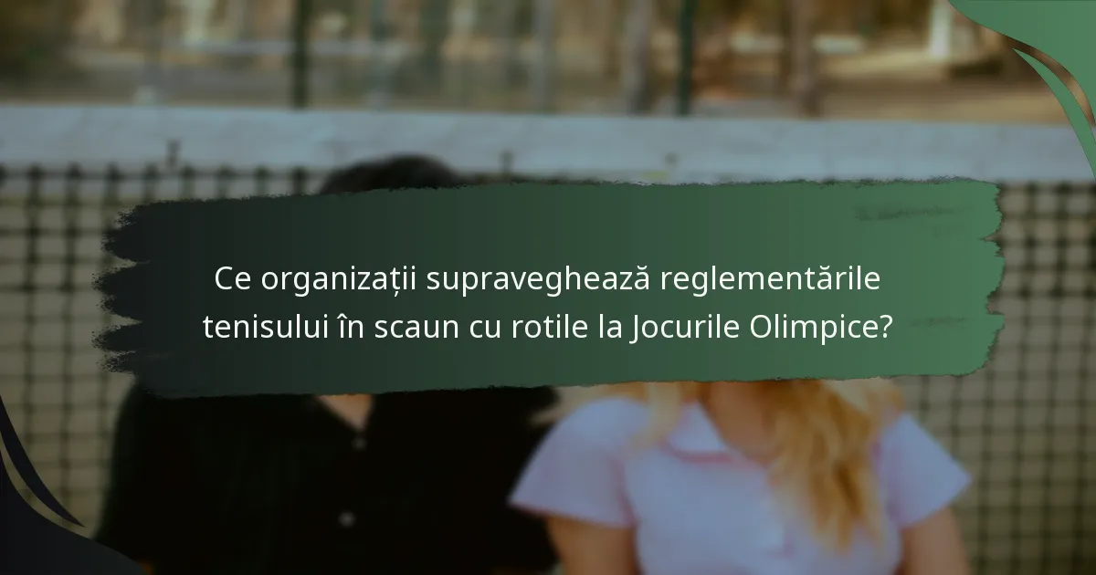 Ce organizații supraveghează reglementările tenisului în scaun cu rotile la Jocurile Olimpice?