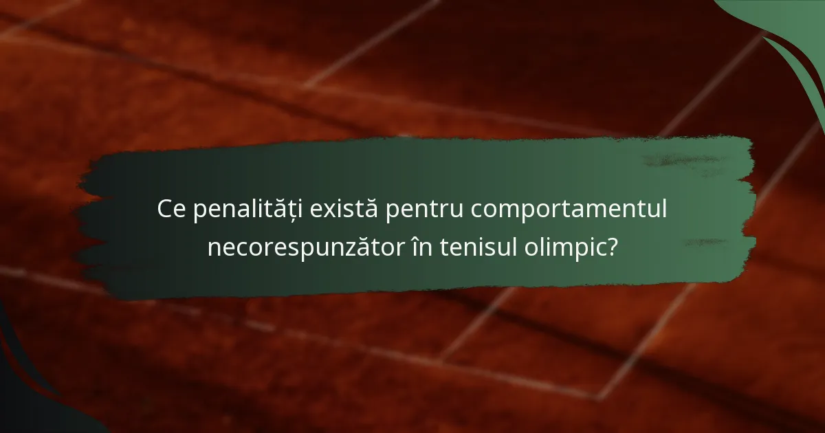 Ce penalități există pentru comportamentul necorespunzător în tenisul olimpic?