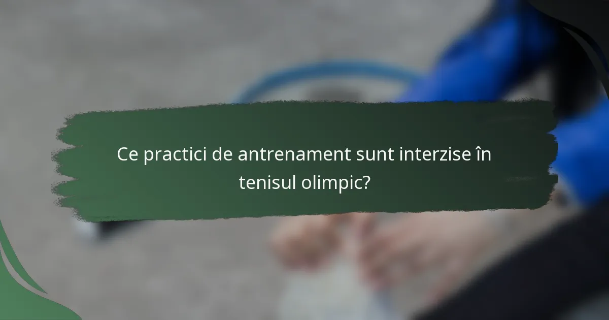 Ce practici de antrenament sunt interzise în tenisul olimpic?
