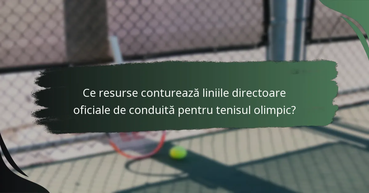 Ce resurse conturează liniile directoare oficiale de conduită pentru tenisul olimpic?