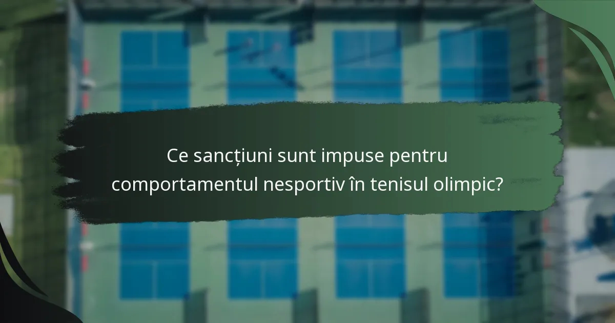 Ce sancțiuni sunt impuse pentru comportamentul nesportiv în tenisul olimpic?