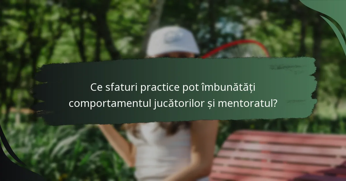 Ce sfaturi practice pot îmbunătăți comportamentul jucătorilor și mentoratul?