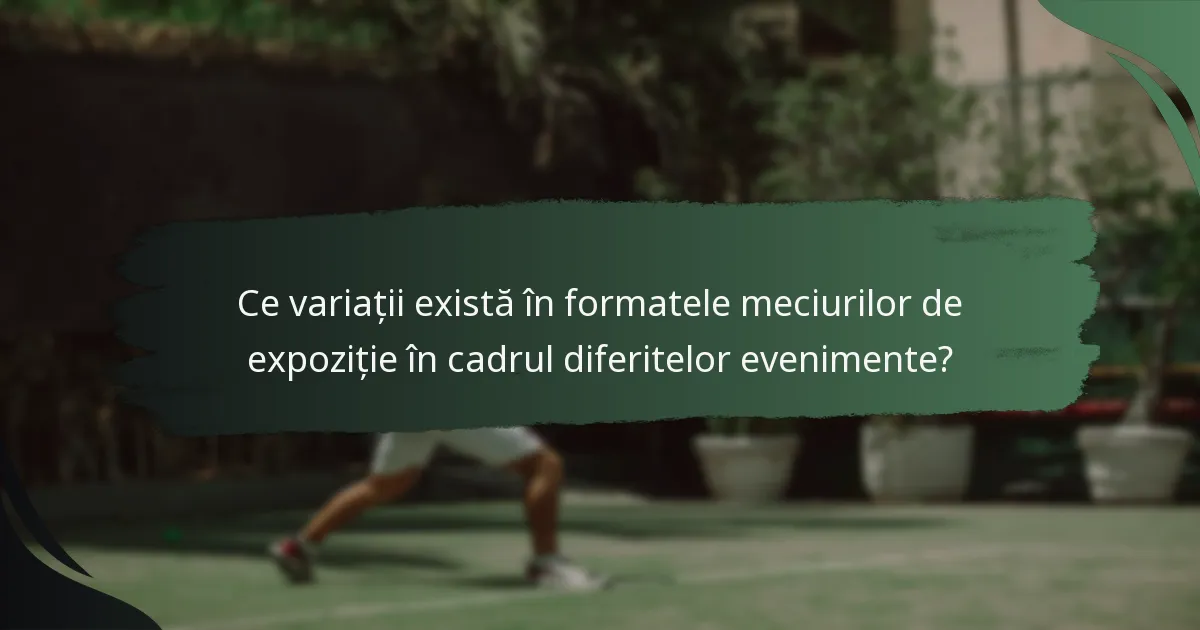 Ce variații există în formatele meciurilor de expoziție în cadrul diferitelor evenimente?