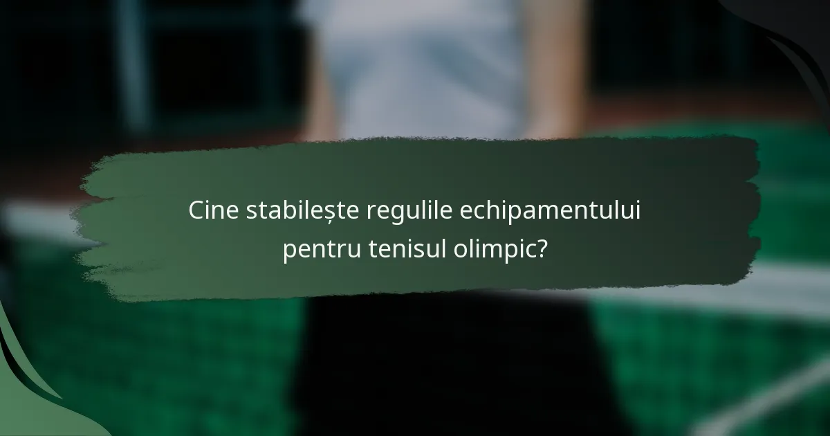 Cine stabilește regulile echipamentului pentru tenisul olimpic?
