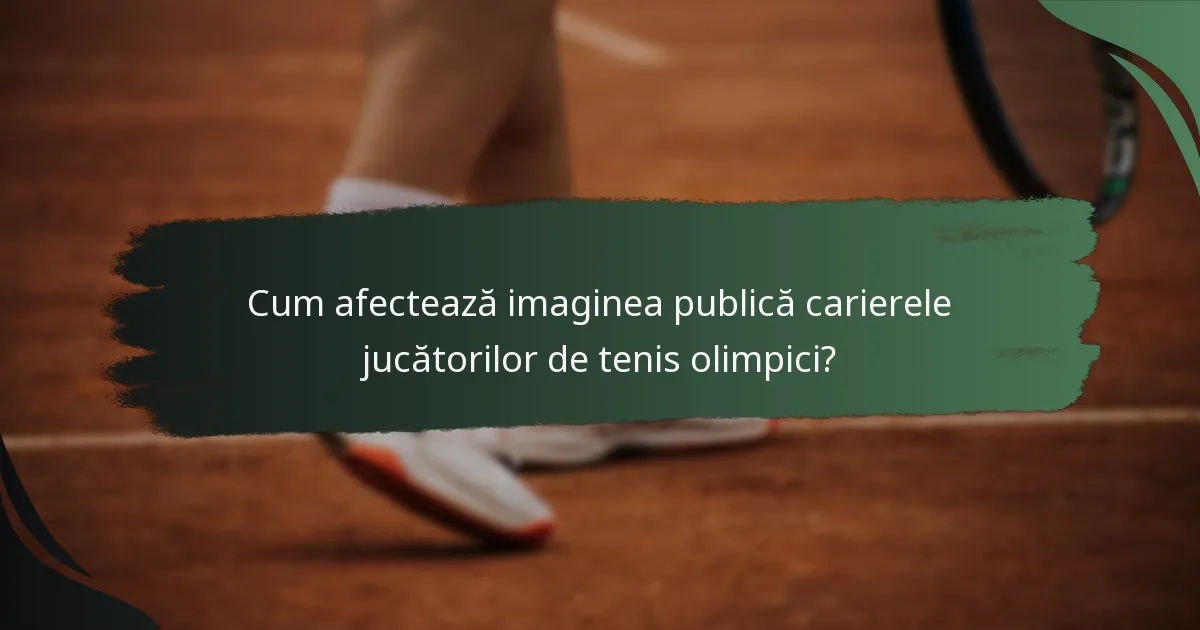 Cum afectează imaginea publică carierele jucătorilor de tenis olimpici?