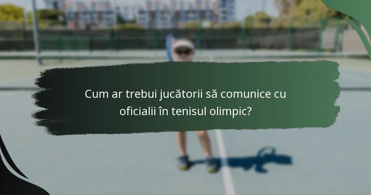 Cum ar trebui jucătorii să comunice cu oficialii în tenisul olimpic?