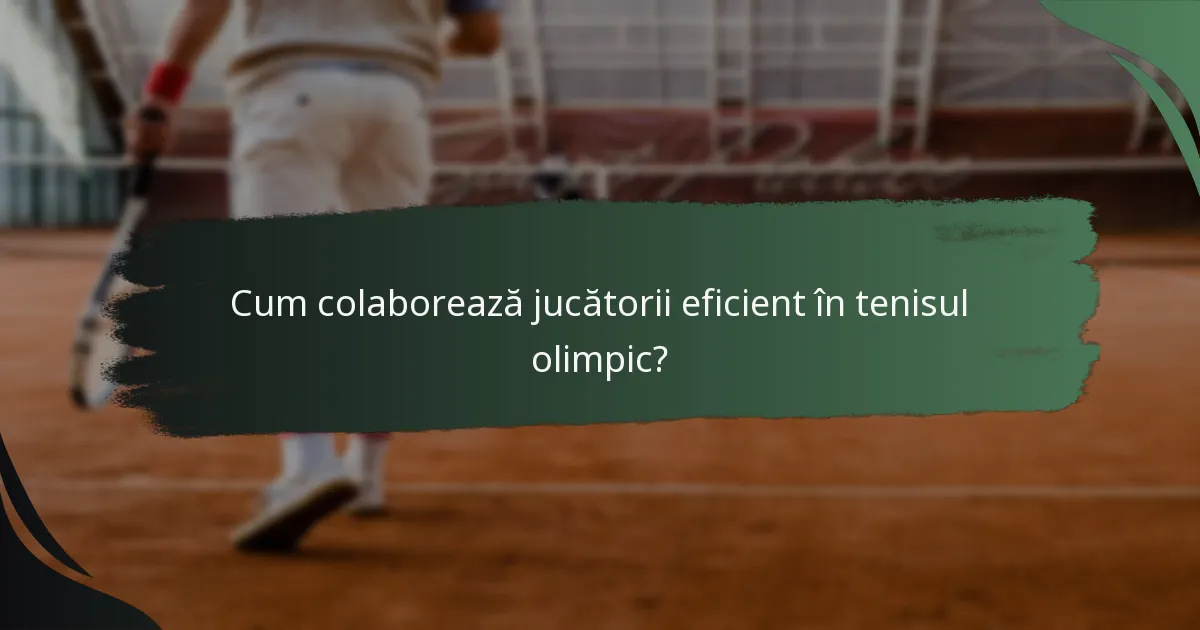 Cum colaborează jucătorii eficient în tenisul olimpic?