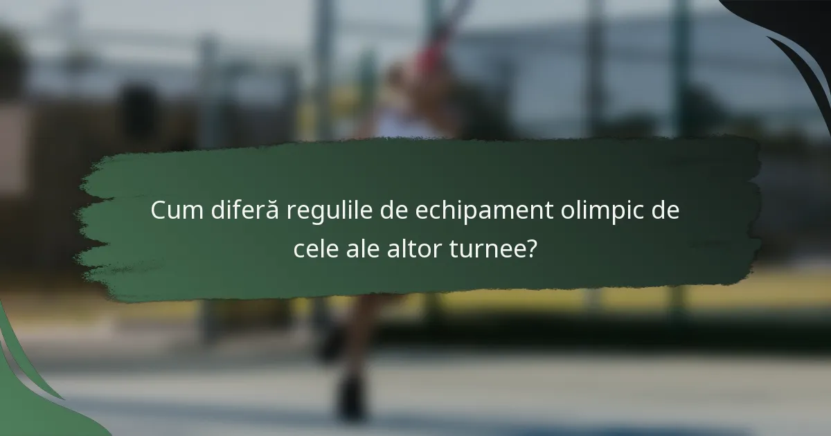 Cum diferă regulile de echipament olimpic de cele ale altor turnee?
