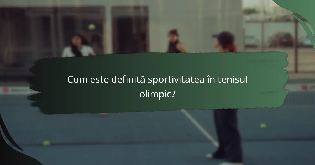 Cum este definită sportivitatea în tenisul olimpic?