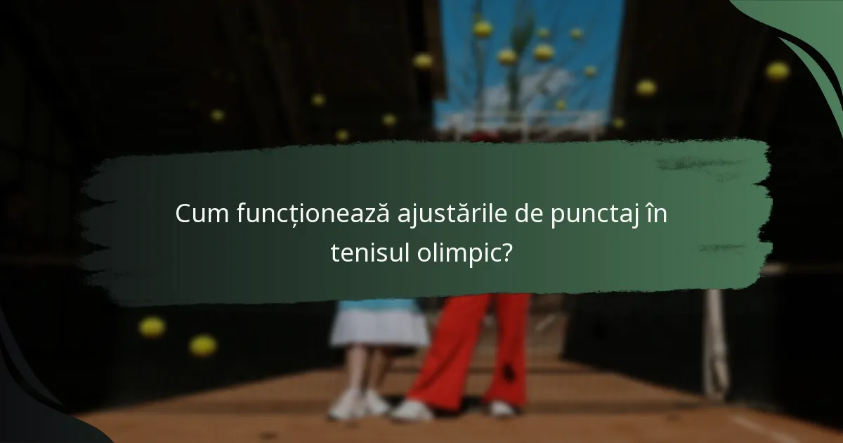 Cum funcționează ajustările de punctaj în tenisul olimpic?