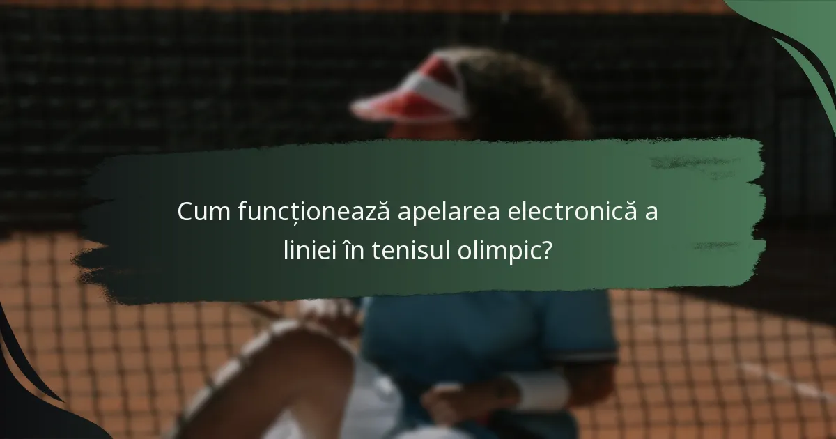Cum funcționează apelarea electronică a liniei în tenisul olimpic?