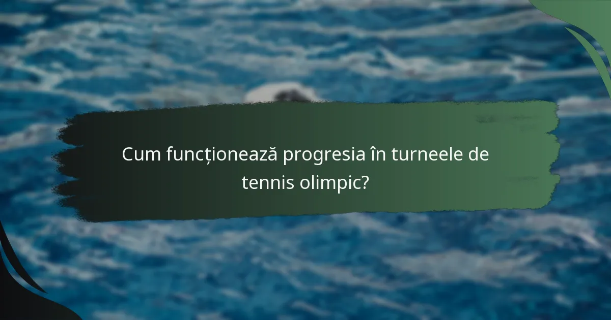 Cum funcționează progresia în turneele de tennis olimpic?