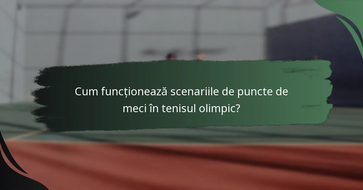 Cum funcționează scenariile de puncte de meci în tenisul olimpic?