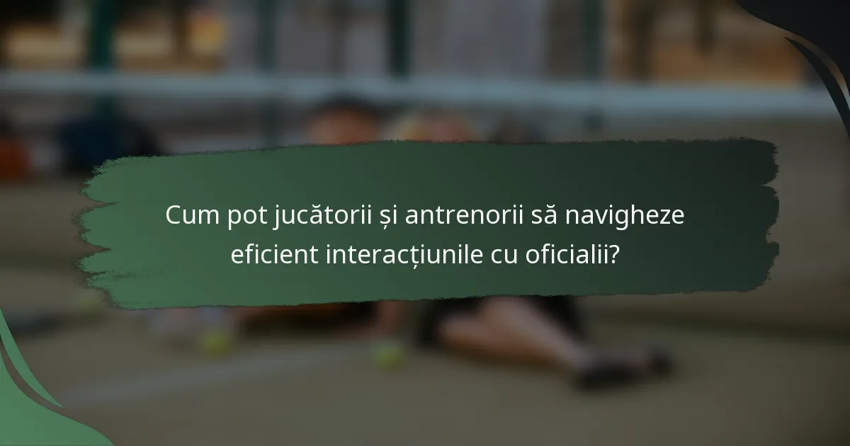 Cum pot jucătorii și antrenorii să navigheze eficient interacțiunile cu oficialii?