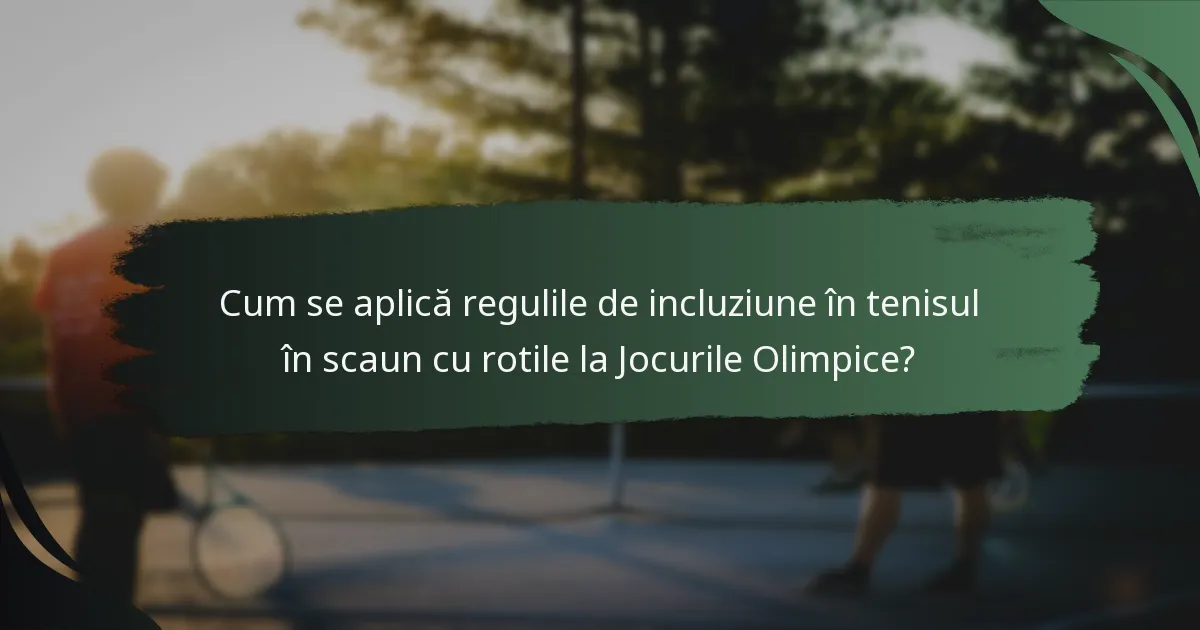 Cum se aplică regulile de incluziune în tenisul în scaun cu rotile la Jocurile Olimpice?