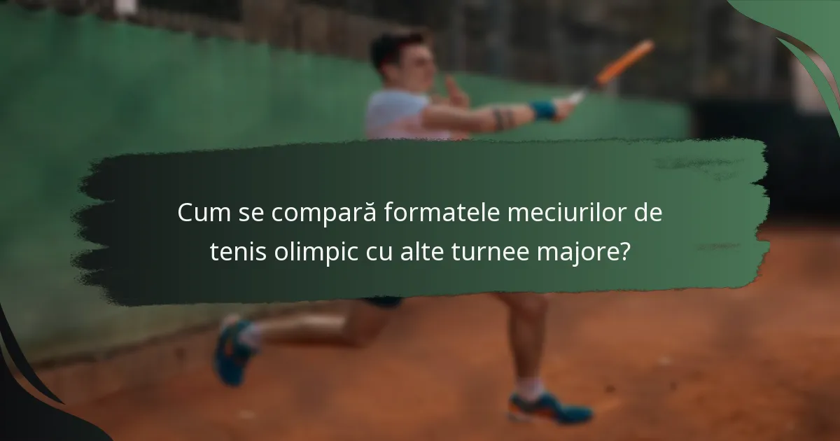 Cum se compară formatele meciurilor de tenis olimpic cu alte turnee majore?