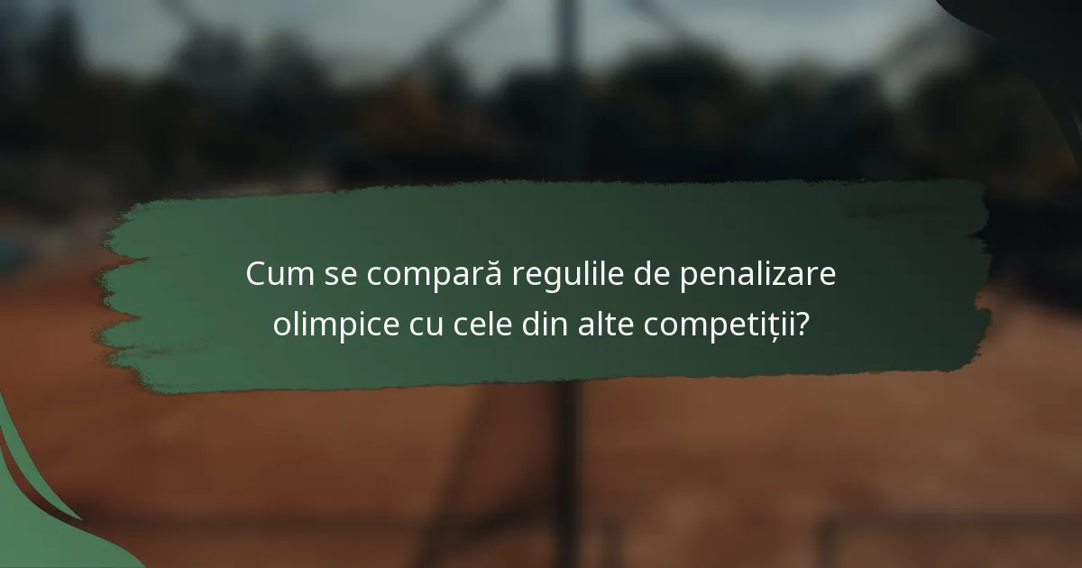 Cum se compară regulile de penalizare olimpice cu cele din alte competiții?