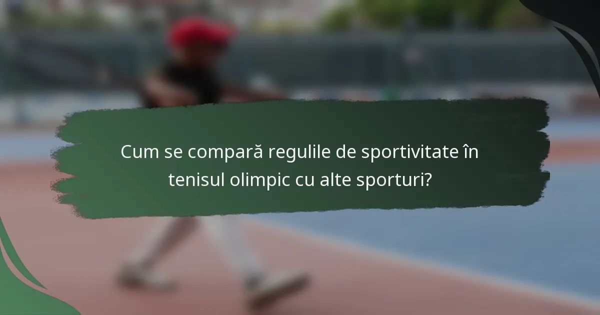 Cum se compară regulile de sportivitate în tenisul olimpic cu alte sporturi?
