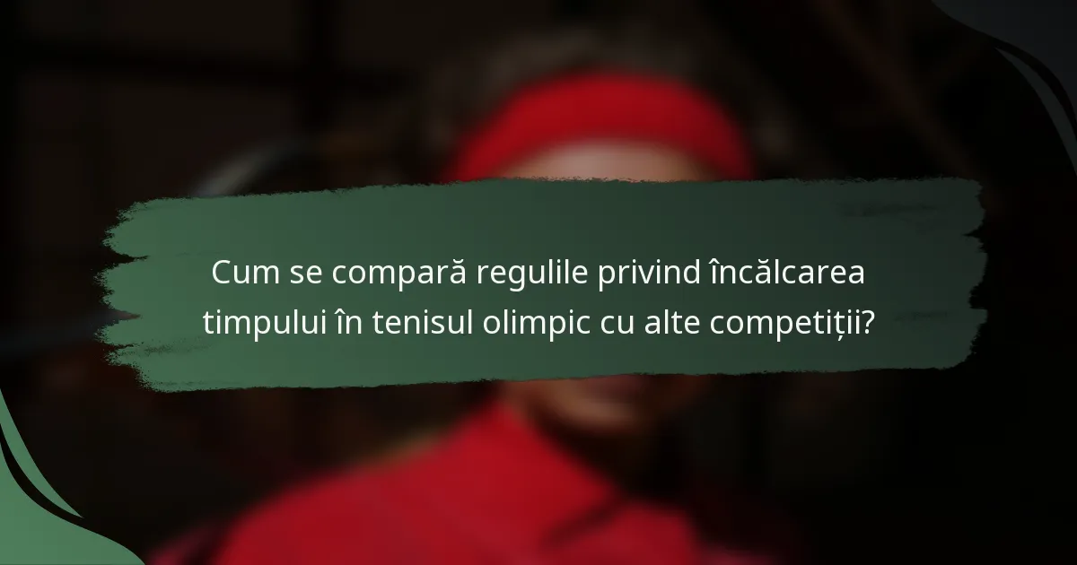 Cum se compară regulile privind încălcarea timpului în tenisul olimpic cu alte competiții?