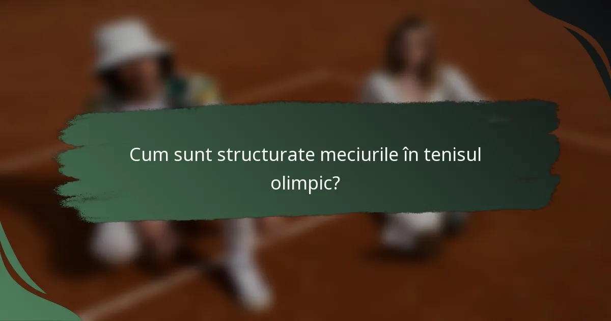Cum sunt structurate meciurile în tenisul olimpic?