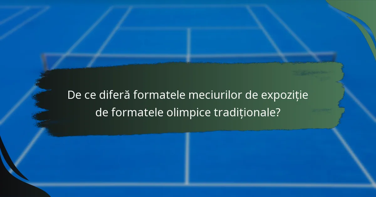 De ce diferă formatele meciurilor de expoziție de formatele olimpice tradiționale?