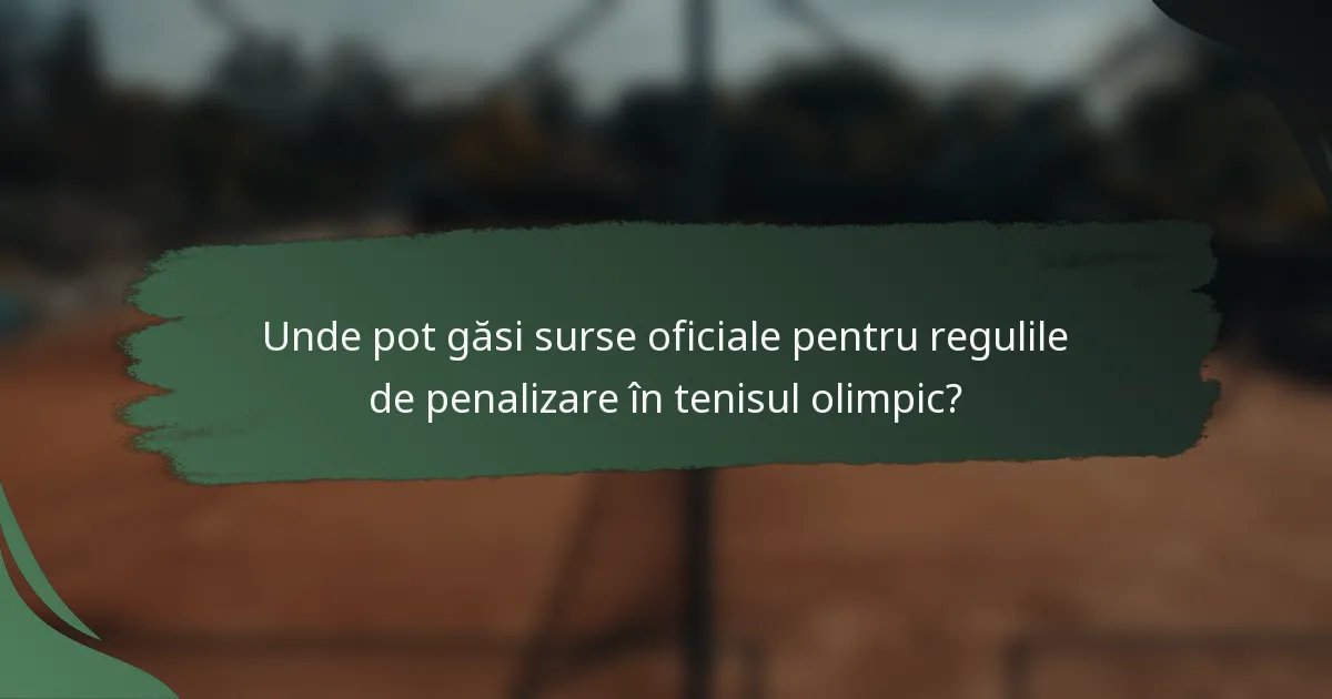 Unde pot găsi surse oficiale pentru regulile de penalizare în tenisul olimpic?